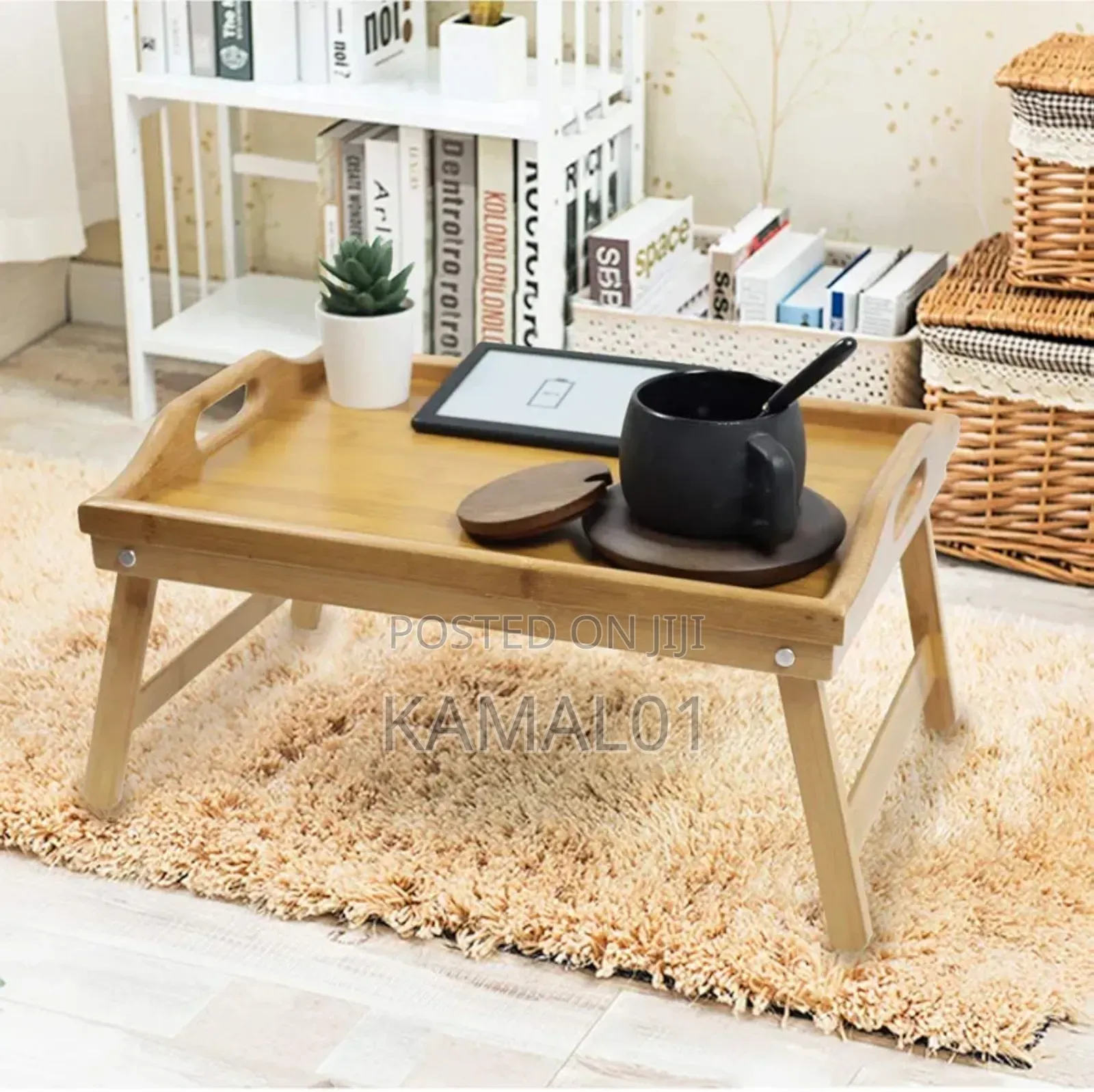 Bamboo Bed Tray Table With Folding Legs Foldable Serving