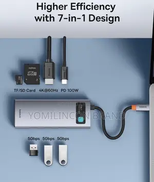 Baseus 7 in 1 USB Hub, USB C Docking Station Adapter