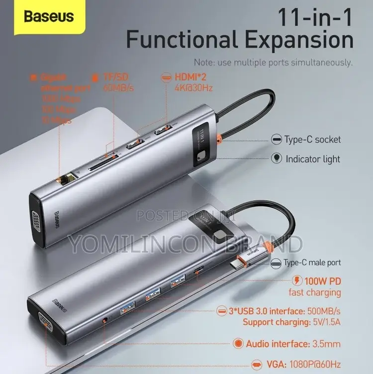 Baseus Metal Gleam 11-in-1 Multifunctional Type-C Hub