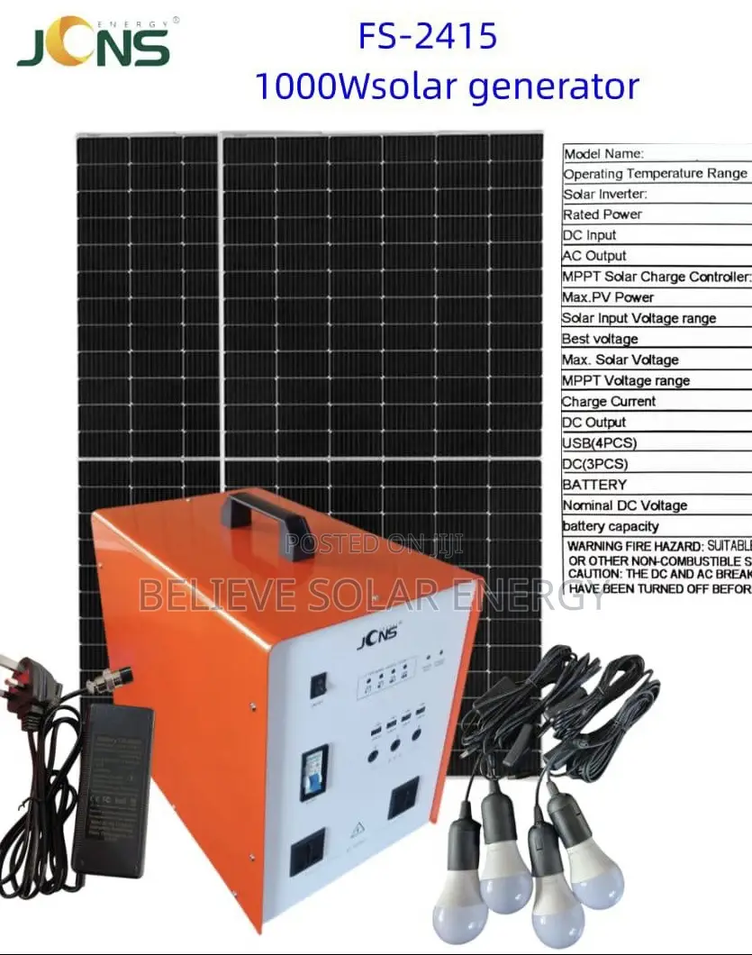 JCNS 1000w Big Solar Generator With Panel