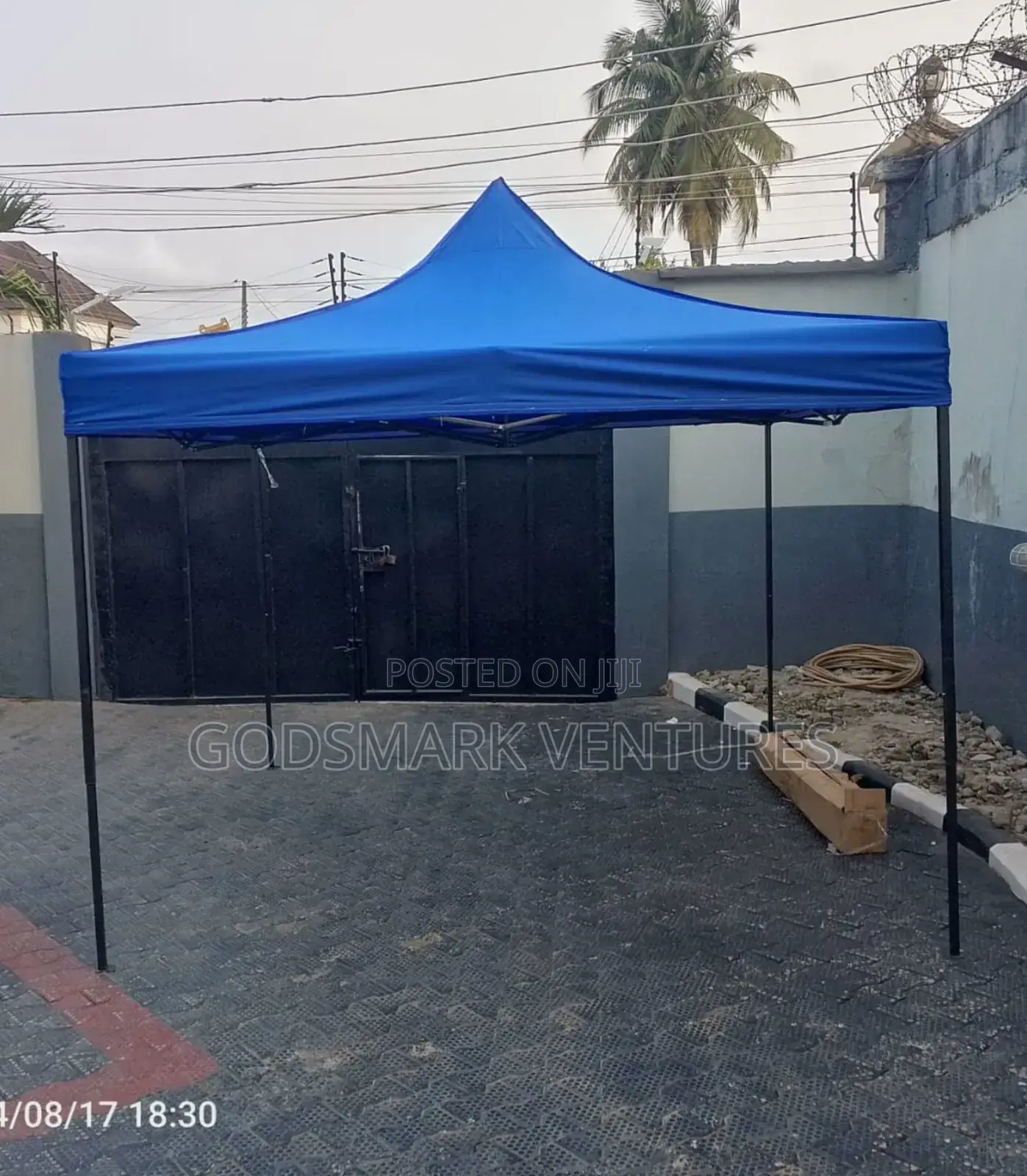 Imported Foldable Canopy 10 by 10 Feet in Black Metal.