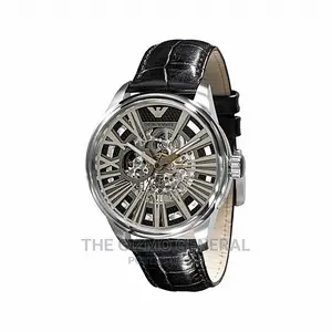 Emporio Armani Men's Meccanico Black Skeleton Dial Luxury Wrist Watch