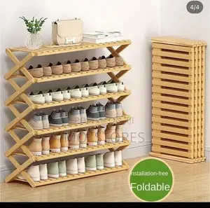 6 Layers Foldable Bamboo Shoe Rack