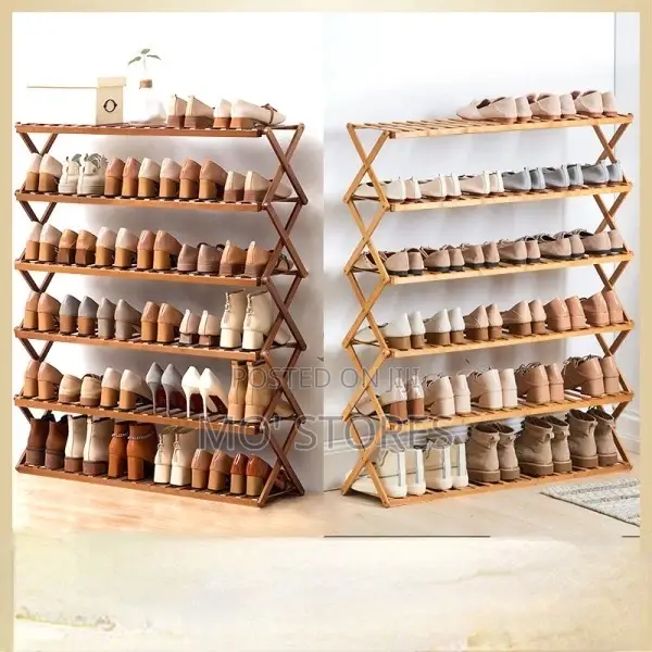 6 Layers Foldable Bamboo Shoe Rack