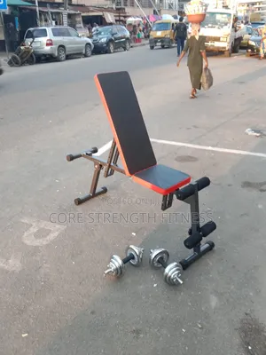 Photo - 10kg Pairs of Dumbbells and Workout Utility Adjustable Bench