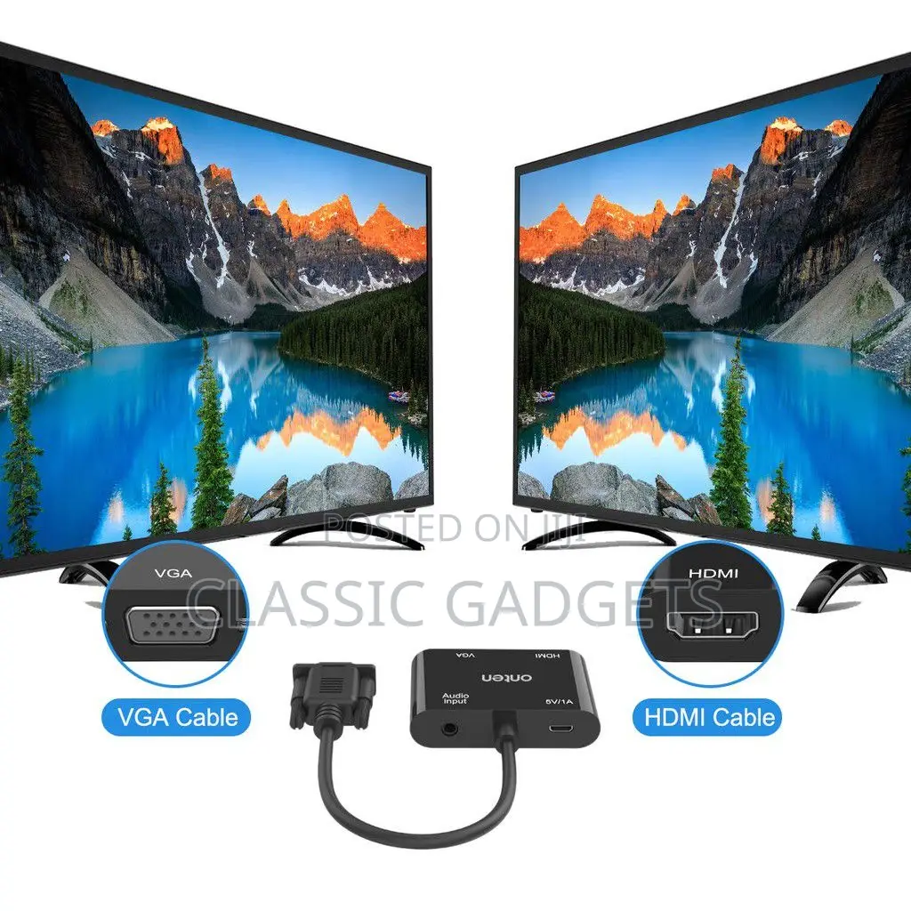 Onten Otn-5138hv VGA to FHD HDMI + VGA With Audio Converter