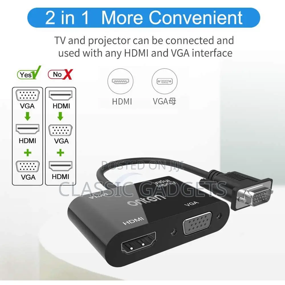 Onten Otn-5138hv VGA to FHD HDMI + VGA With Audio Converter