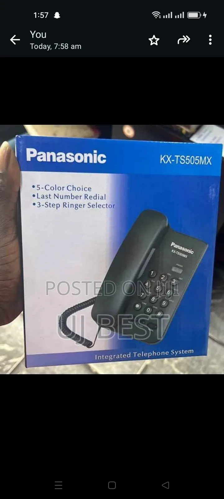 Panasonic's KX-TS505 MX Non-Display Intercom Phone -Black