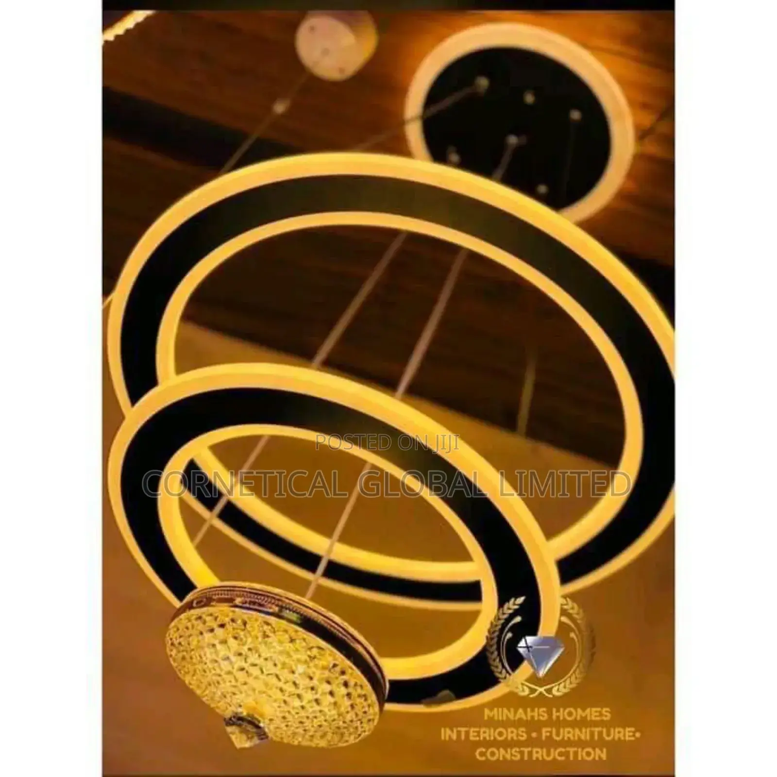 Quality Modern Luxury Three Drop Ring Pendant Light