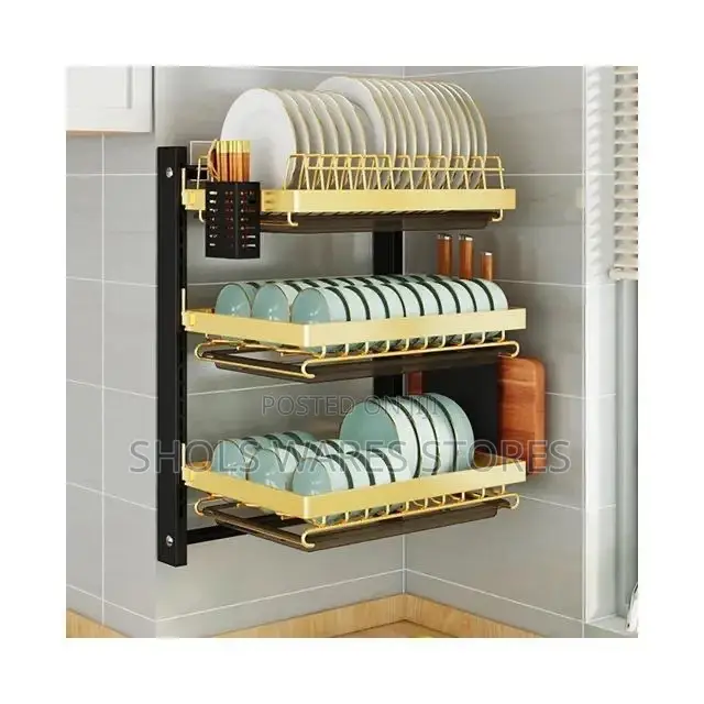 Stainless Steel 3 Layer Wall Mounted Dish Rack