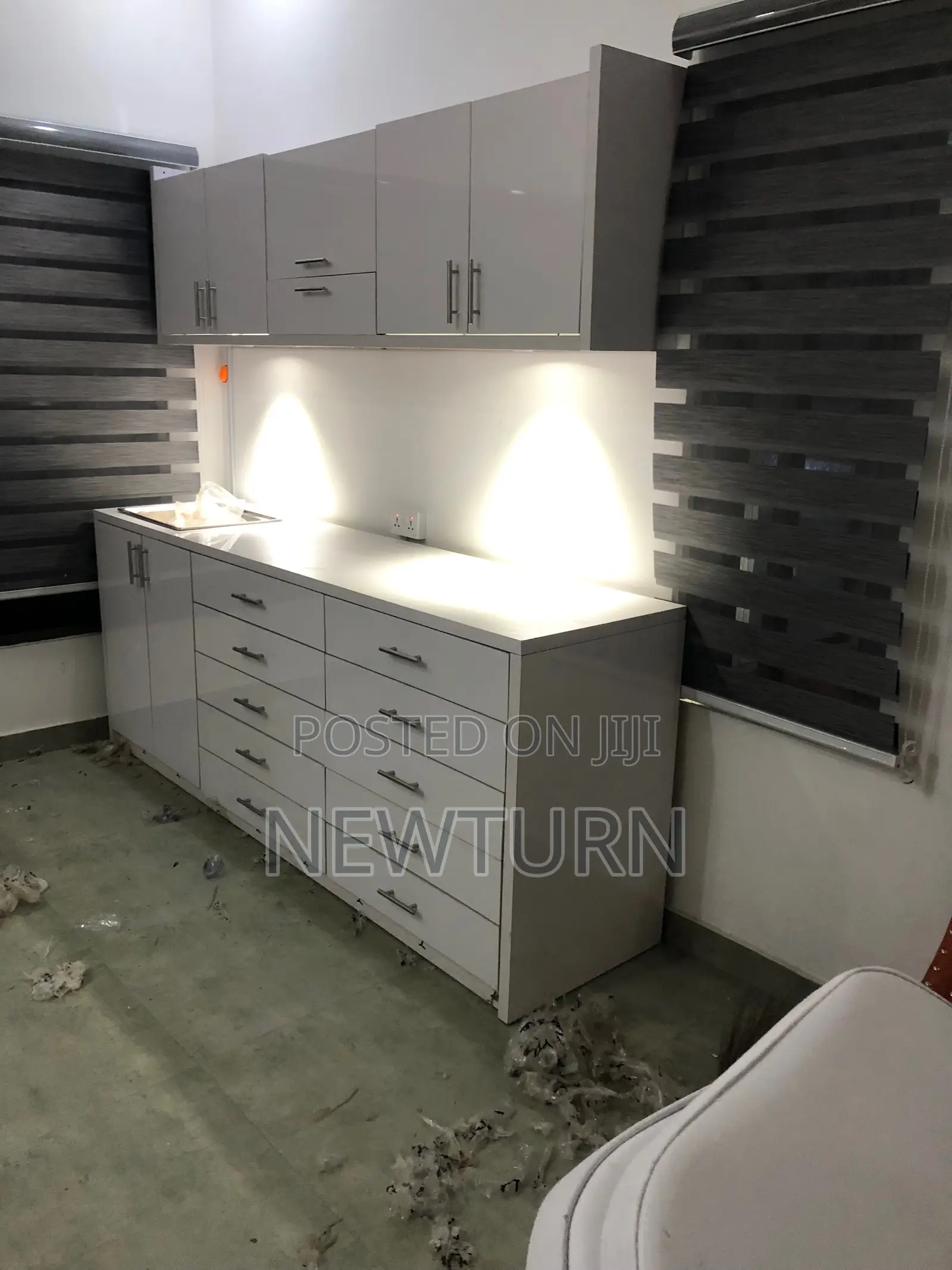 Classic White Kitchen Cabinets With Light.