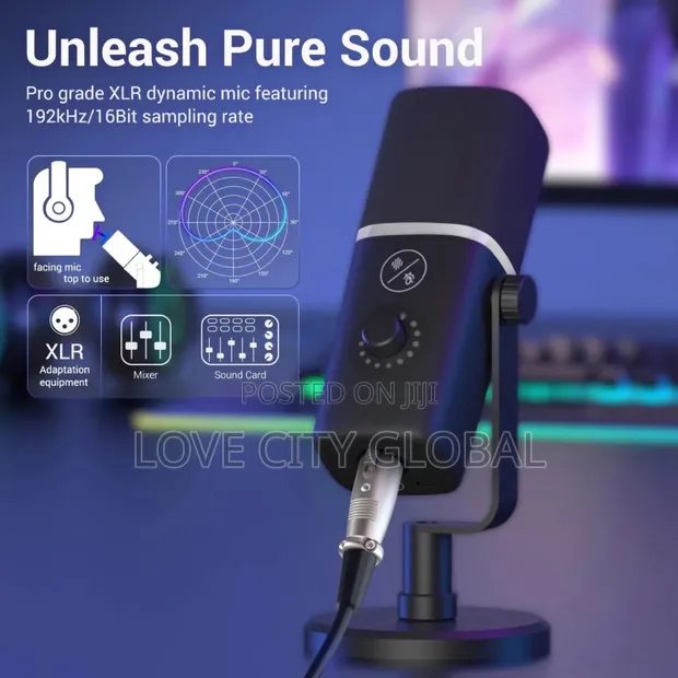 Zimhome XLR/Usb Wired Desktop Microphone Podcast Metal Base - Love