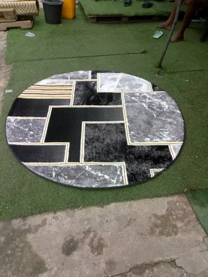 5 Feets Round Modern Black Turkish Centre Rug