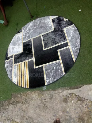 5 Feets Round Modern Black Turkish Centre Rug