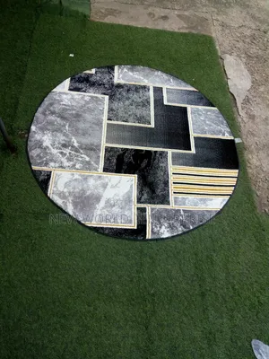 5 Feets Round Modern Black Turkish Centre Rug