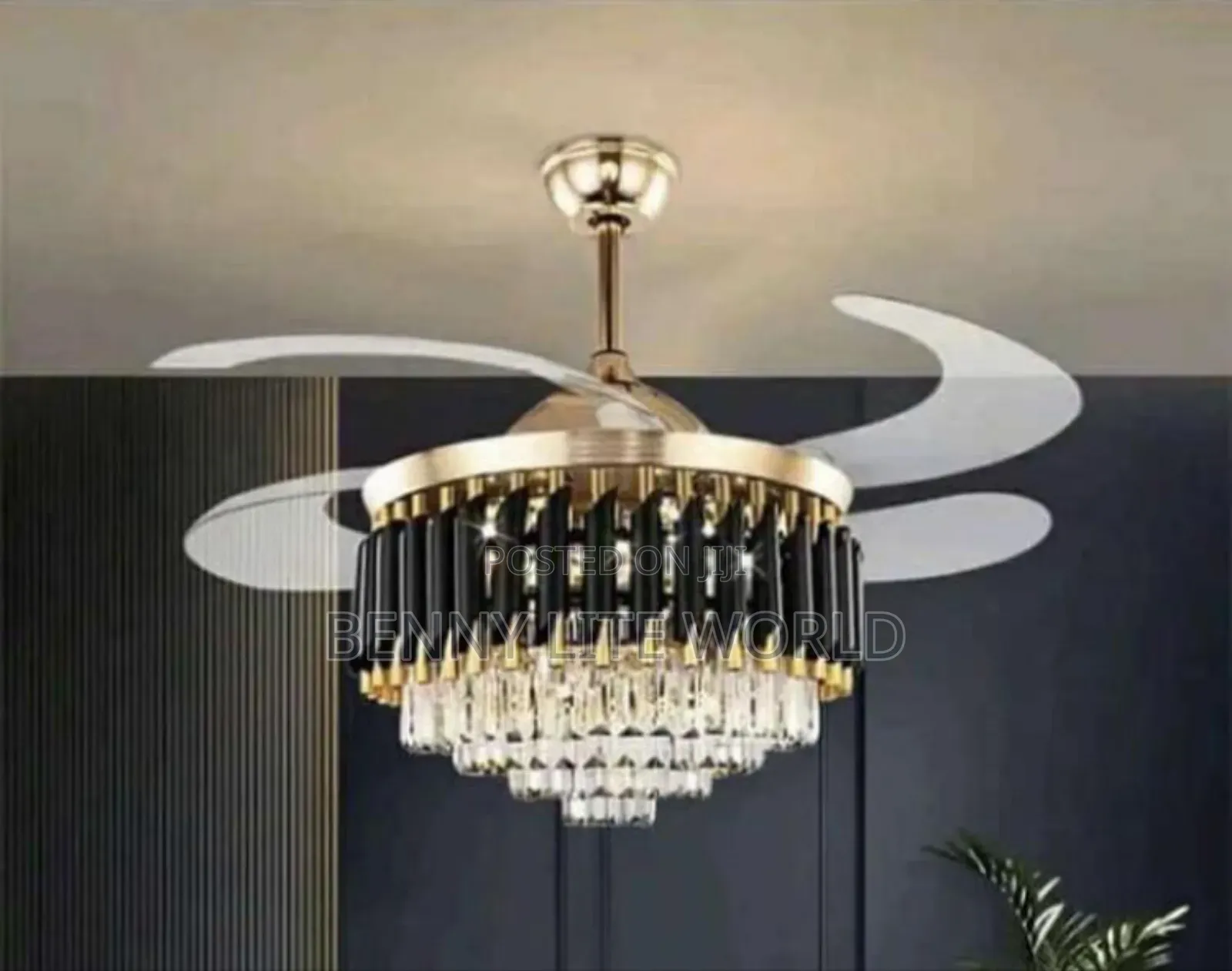 Led 3 Color Fan Chandelier Light