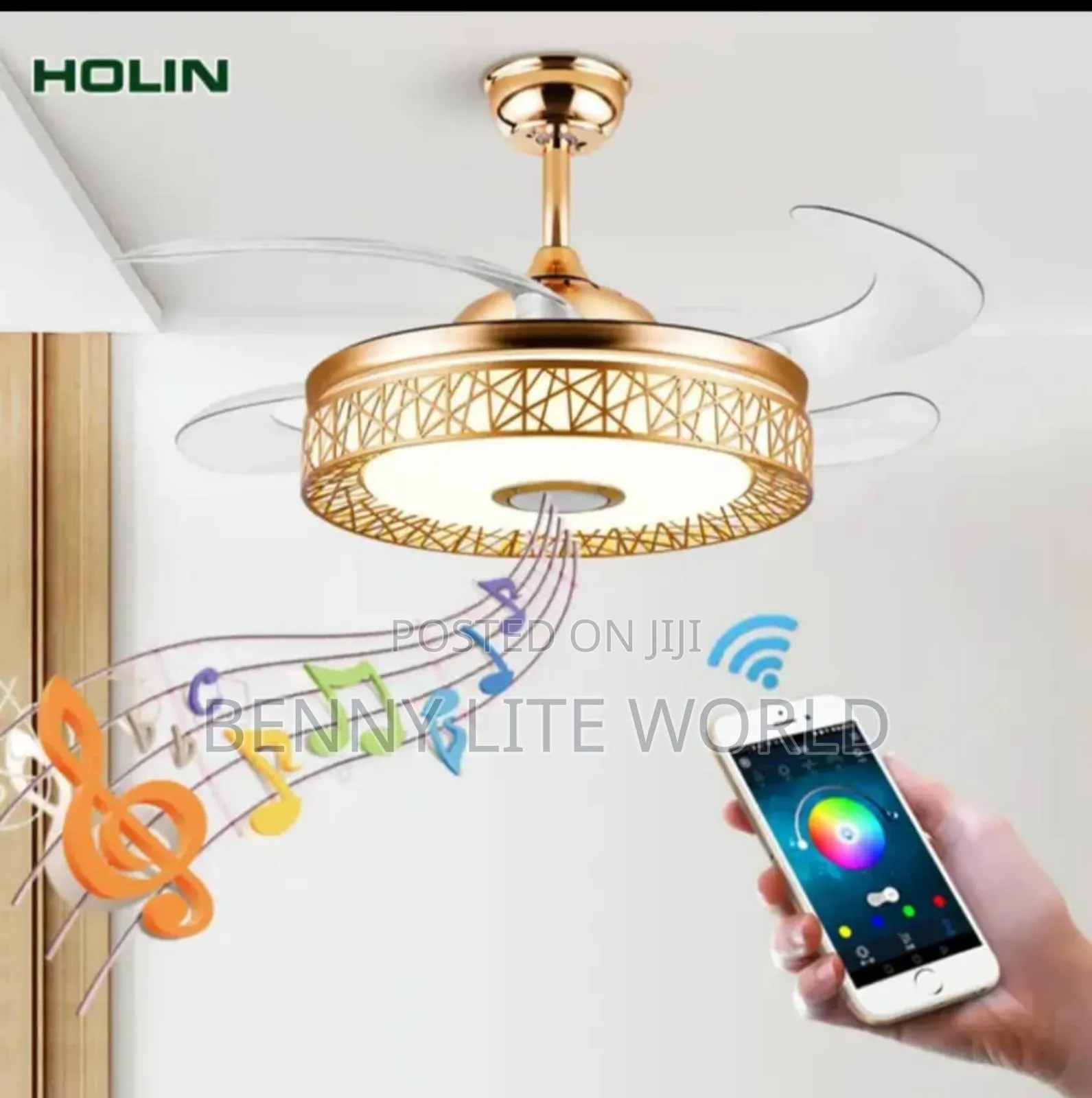 Led 3 Color Fan Chandelier Light