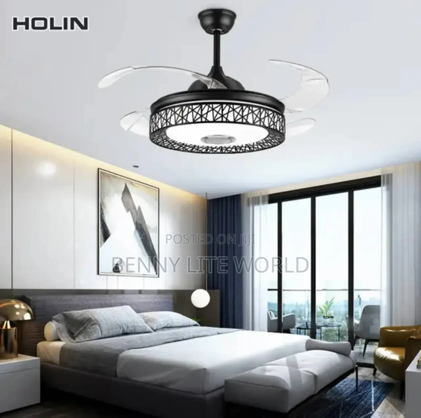 Led 3 Color Fan Chandelier Light