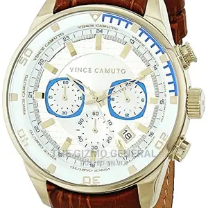 Vince Camuto Men's VC/1089DGDG Multi-function Dial Croco-Grain Leather