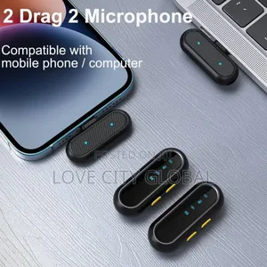 2 Podcast Mic Wireless Lavalier Microphone Charging Case