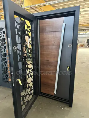 7ft by 3ft Luxury Buglary Door in Door(Brown Ash Design)