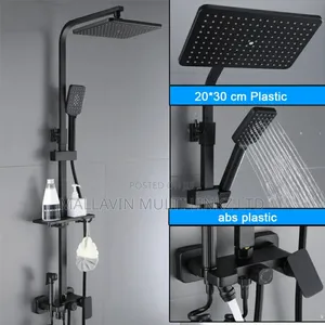 Black Bathroom Shower Faucet With Shelf