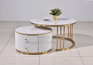 Coffee Table Set With Storage Cabinet 2 Drawers