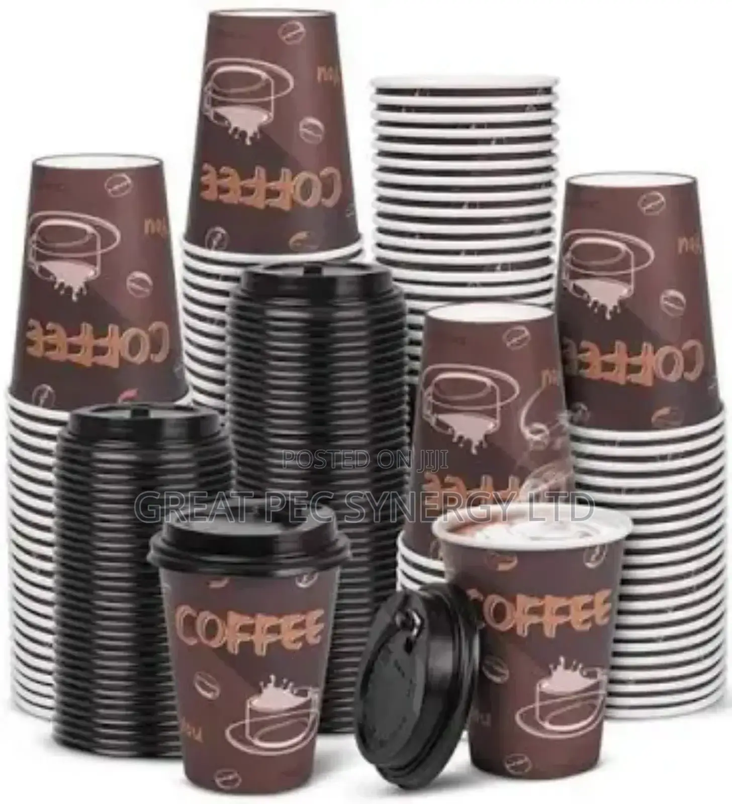 50 Pieces Disposable Coffee Cup With Cover (Big)