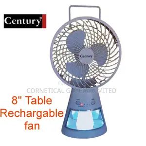 Century 8" Rechargeable Table/Desk Fan With LED Light