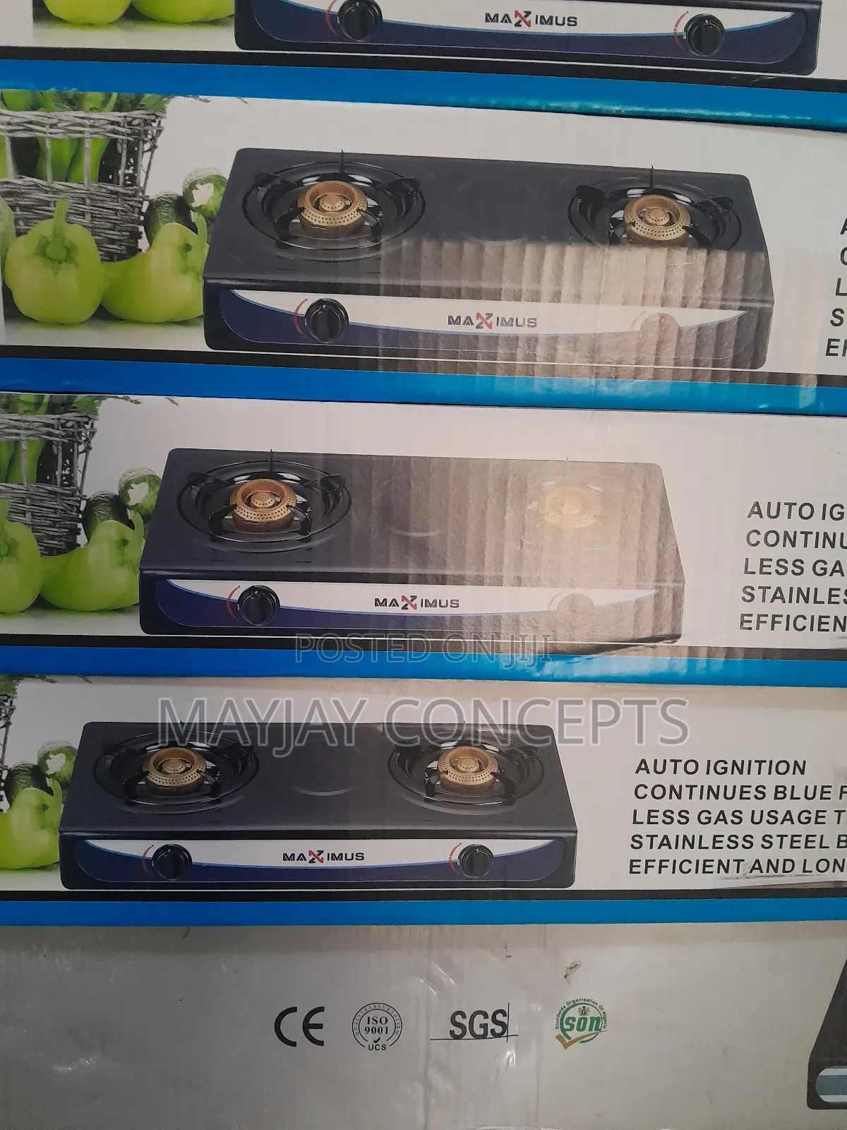 Maximus Stainless Quality Double Table Gas Burner-Automatic