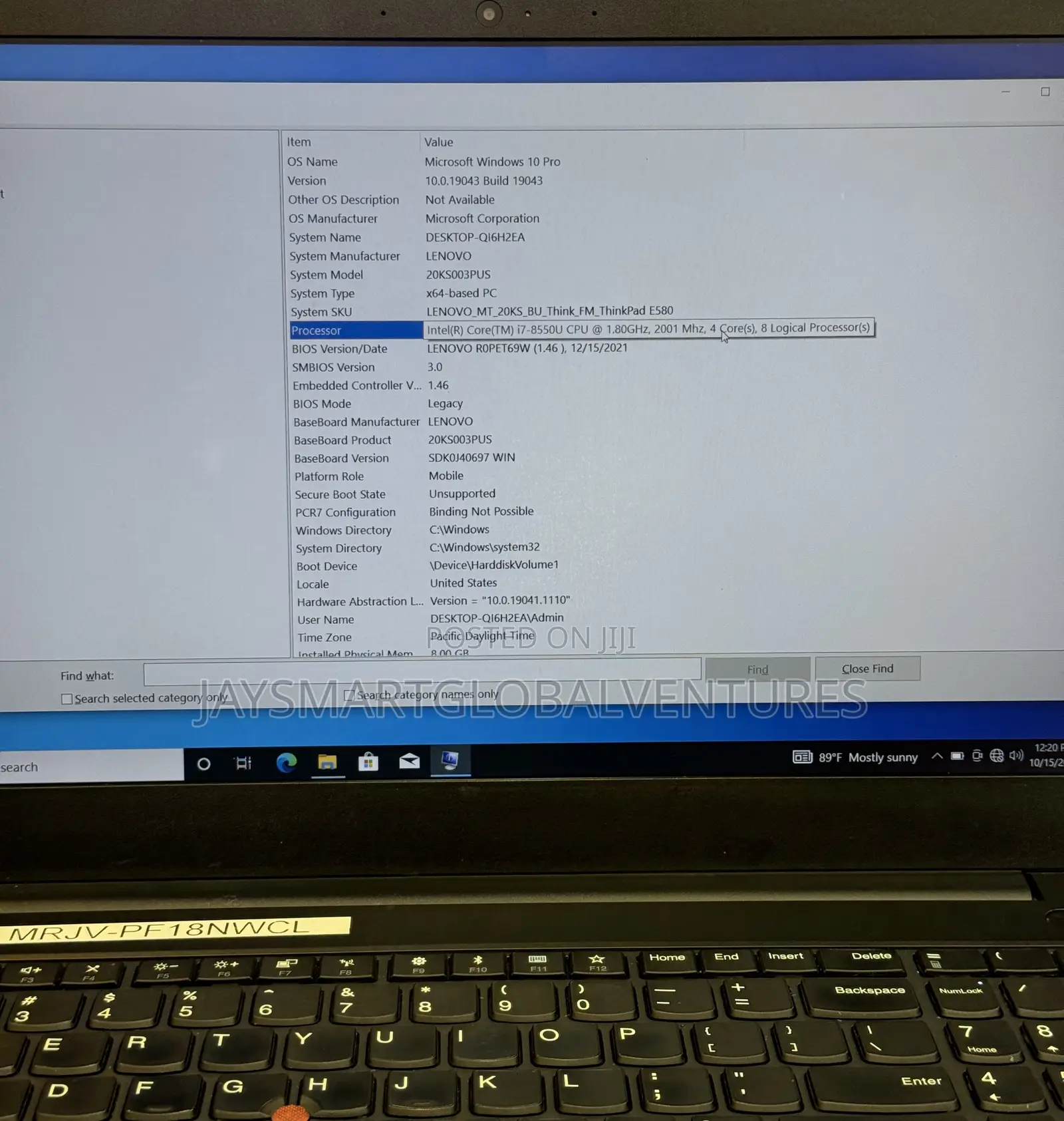 Laptop Lenovo ThinkPad E580 8GB Intel Core i7 SSD 256GB