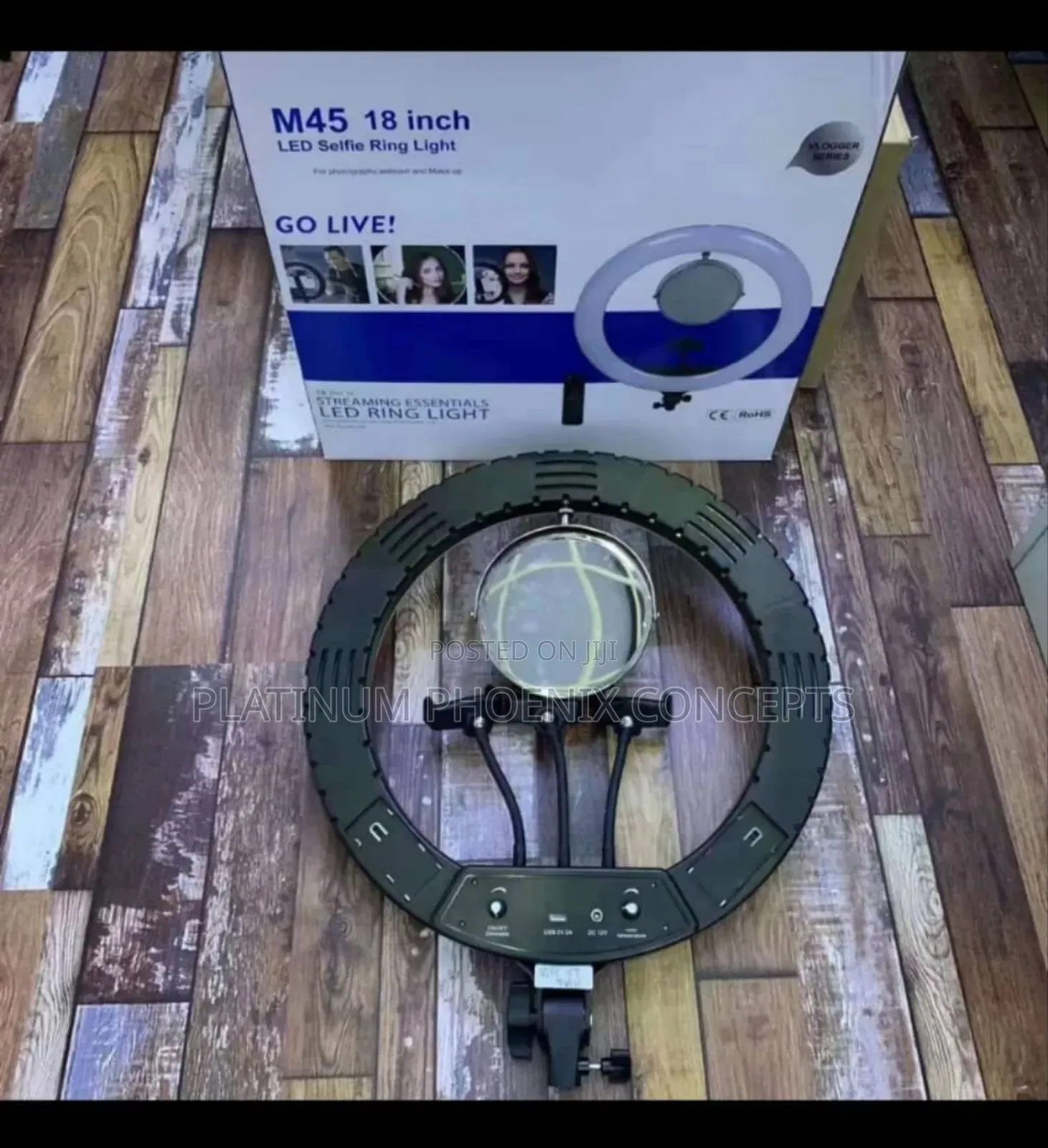 18 Inches Rechargeable Ringlight With Mirror and Batteries