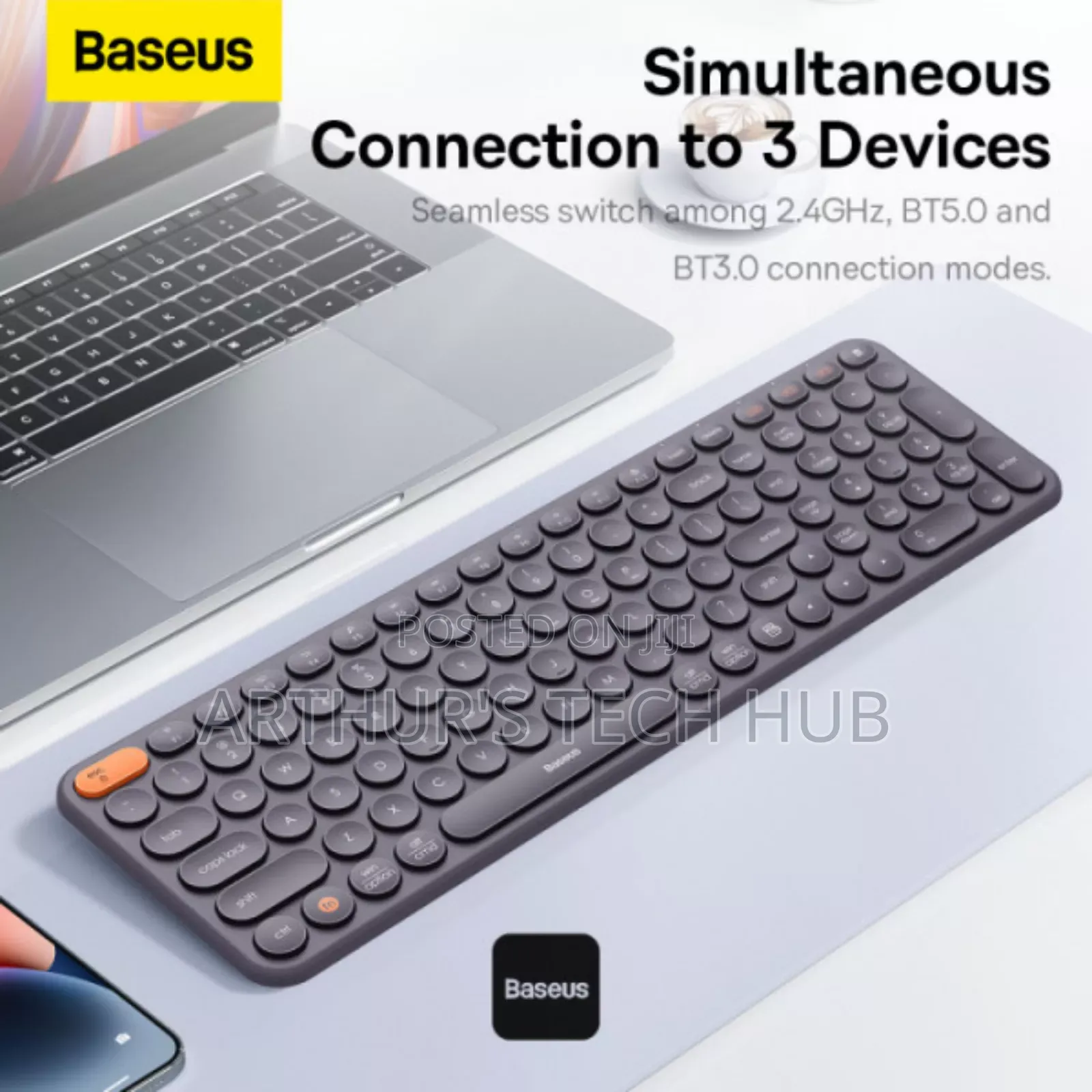 Baseus K01B Wireless Bluetooth Tri-Mode Keyboard - Grey