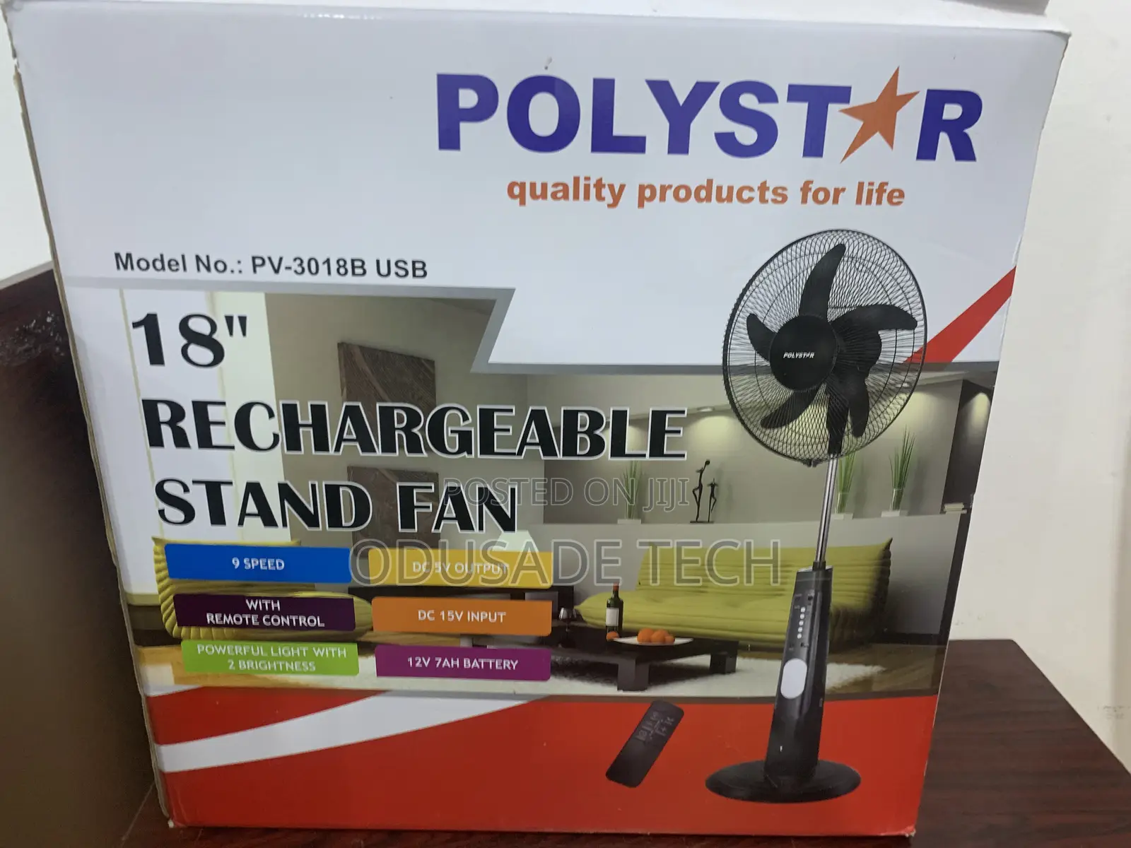 Mobilecool Polystar 18'' Rechargeable Stand Fan