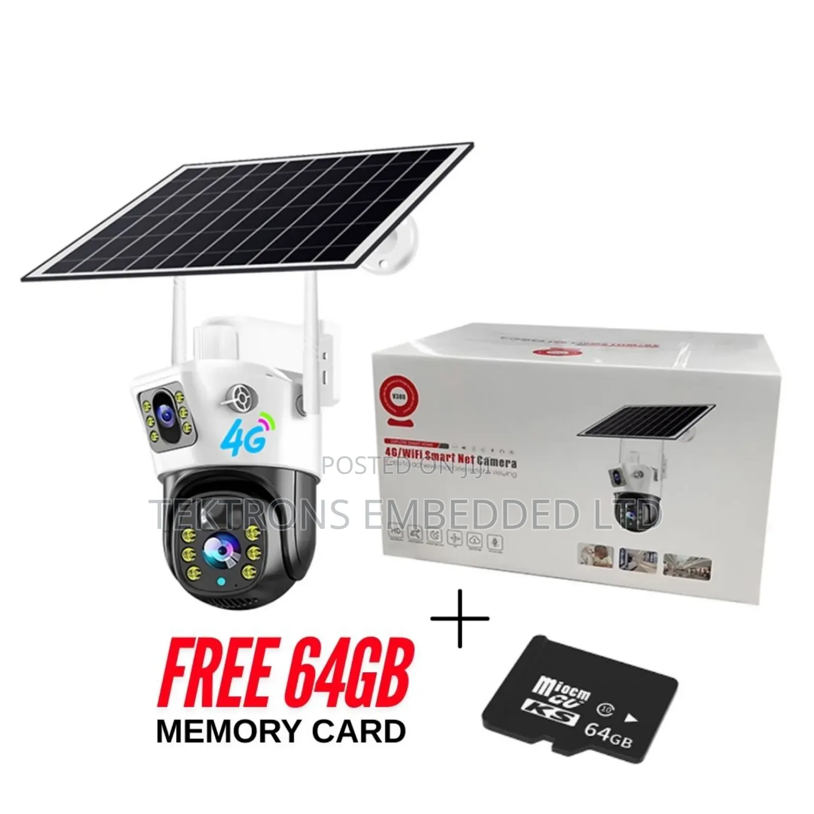 Double Lens Solar PTZ Wireless CCTV Plus Free Memory Card