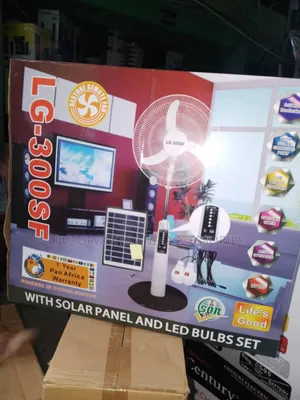 Lg Rechargrable Fan With Solar Panel + 2bulbs