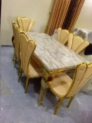 Gold Dining Table With 6 Chair