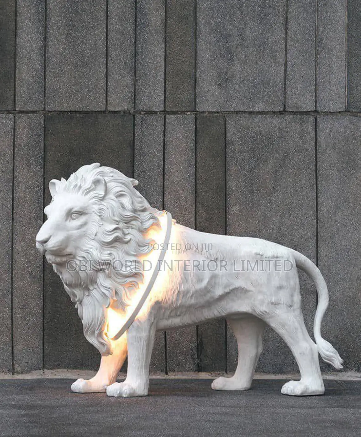Big Size White Lion Luxury Statue With Light