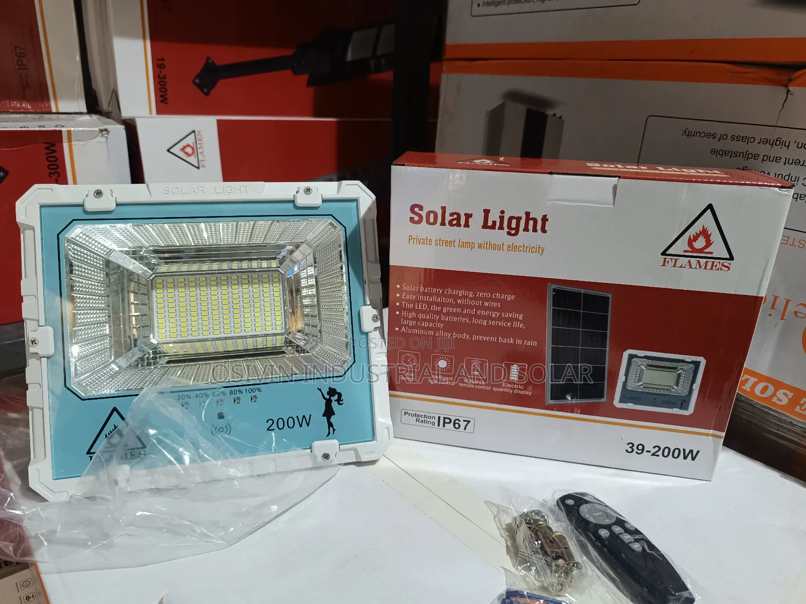 Flames 200w Solar Floodlight With Solar Panel