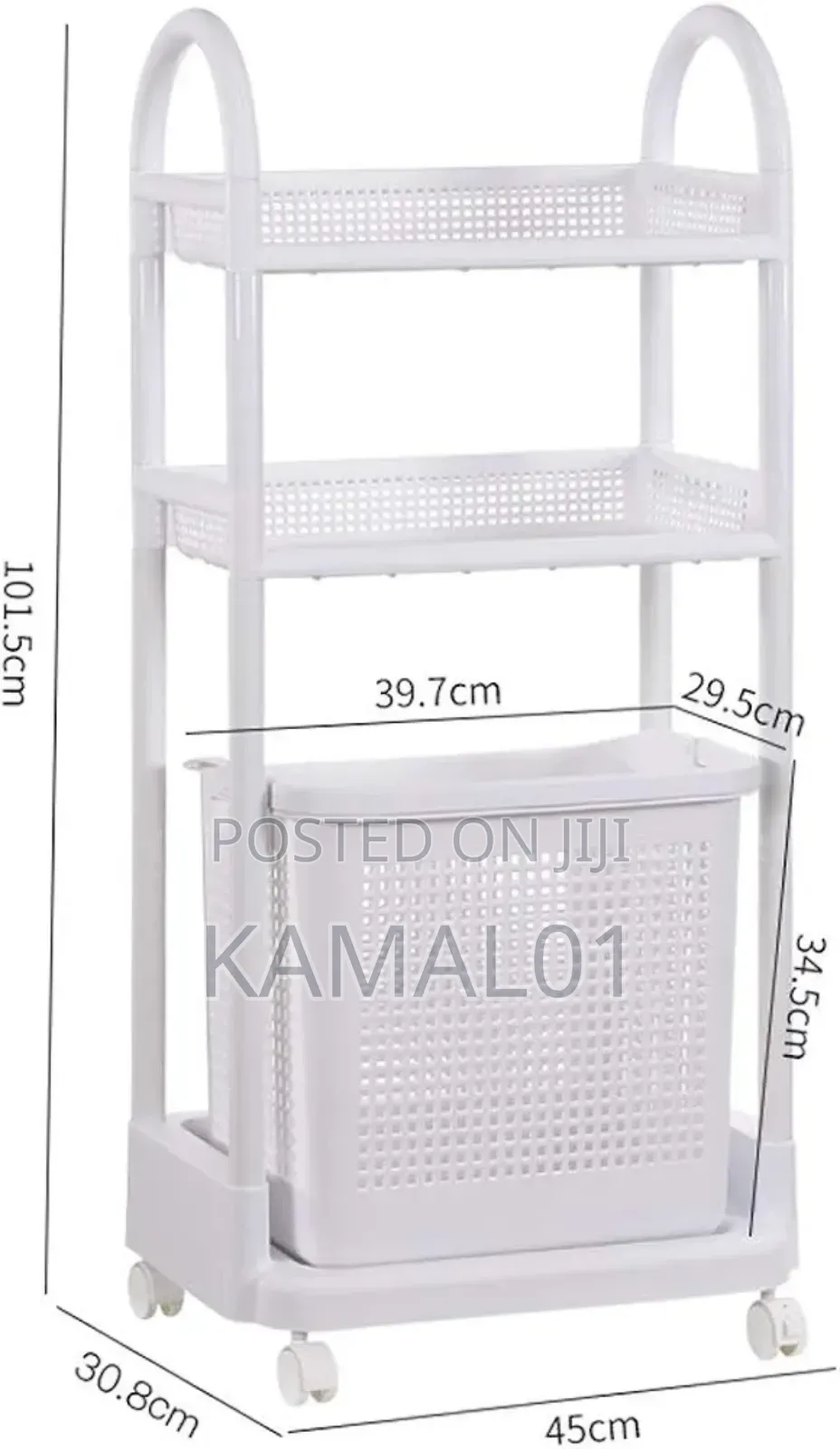 3-Tier Laundry Rolling Hamper Basket Butler Car