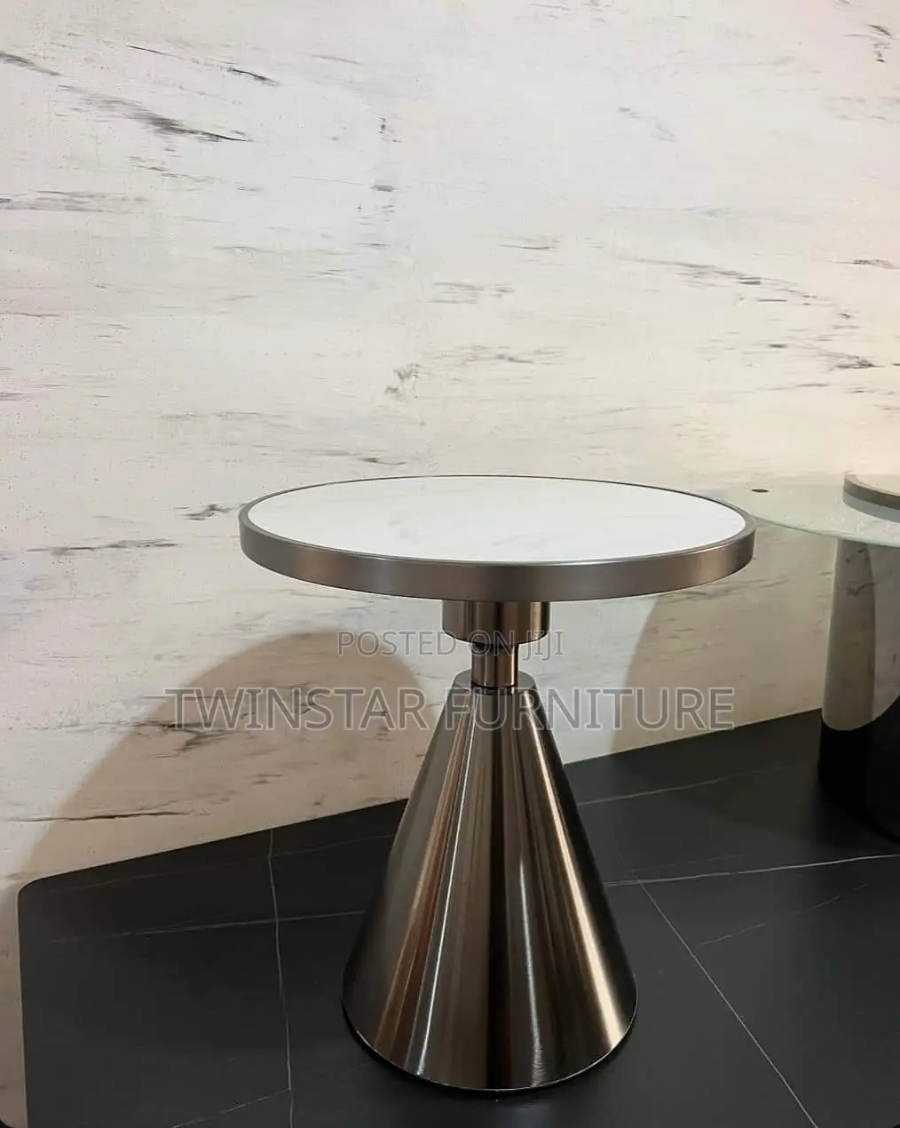 Modern Marble Top Metal Side Stools