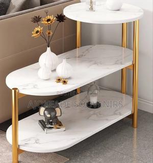 3 Tier Side Table With White Marble Finish Gold Iron Frame in Lekki ...