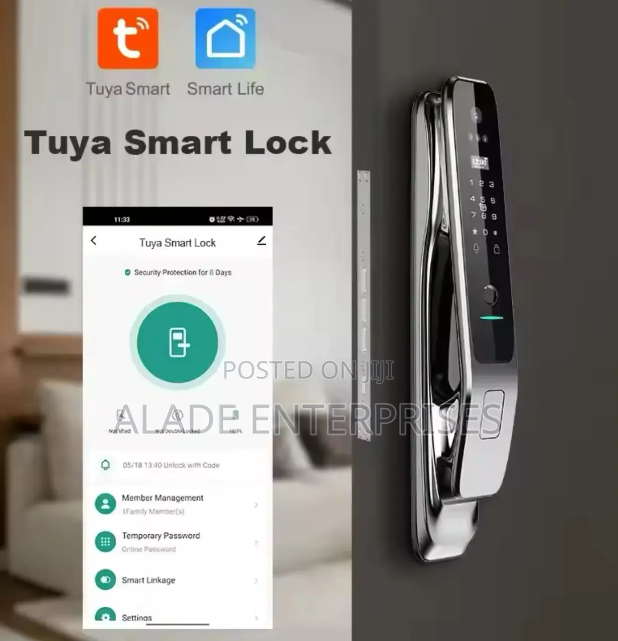 Smart Tuya Wifi Door Lock 3D Face Recognition Color - ALADE ENTERPRISES ...