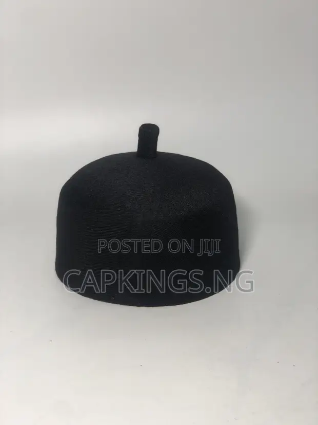 Plain Black Igbo Men Round Cap in Ojo Clothing Accessories