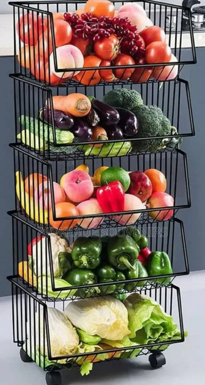 5-Tier Fruit and Vegetable Trolley Rack