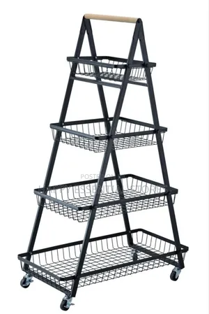 Multi Purpose Foldable Gold 4-Tier Steel Utility Rolling