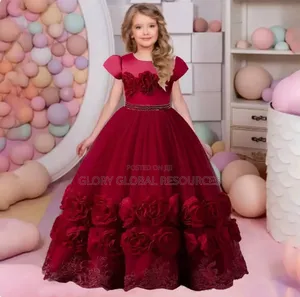 Amy Stylish Big Girls Sleeve Fluffy Flower Luxury Ball Gown