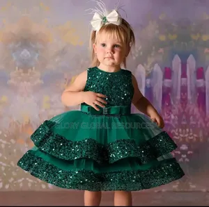 Lily Classic Sequined Layered Kids Girls Party Luxury Dress