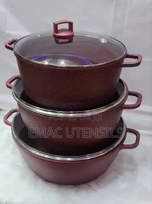 UAKEEN Quality 6pcs Big Sizes Granite Pot /Induction Bottom