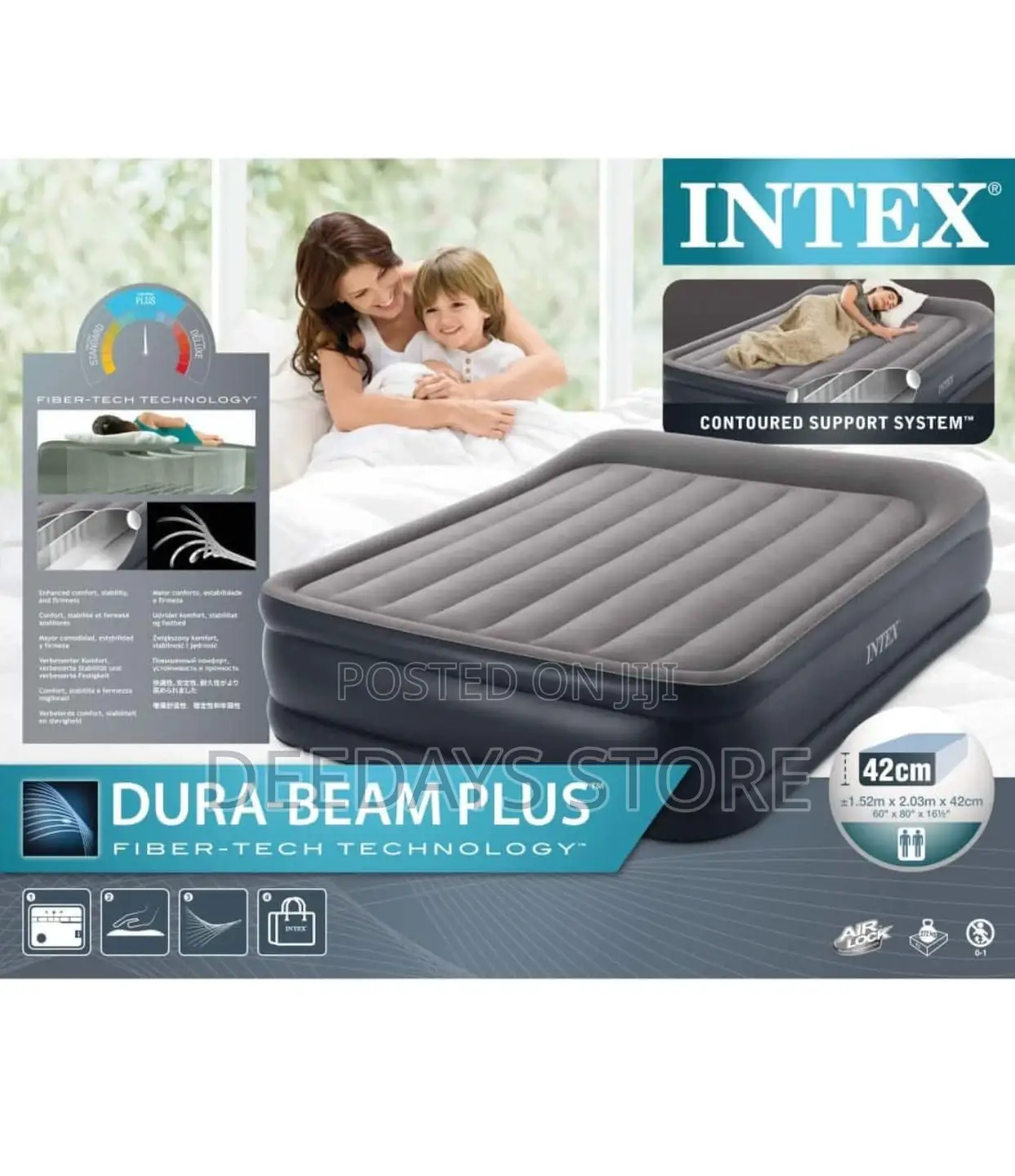 Queen Essential Rest Airbed With Fiber-Tech Bip